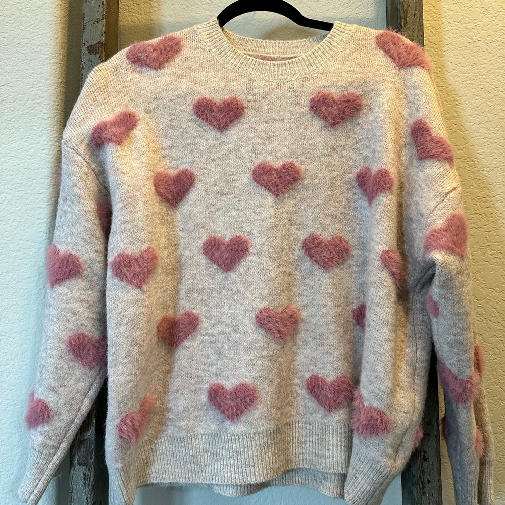 Fuzzy Hearts Sweater